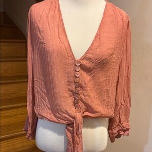 Women's Pink Button-Down Top